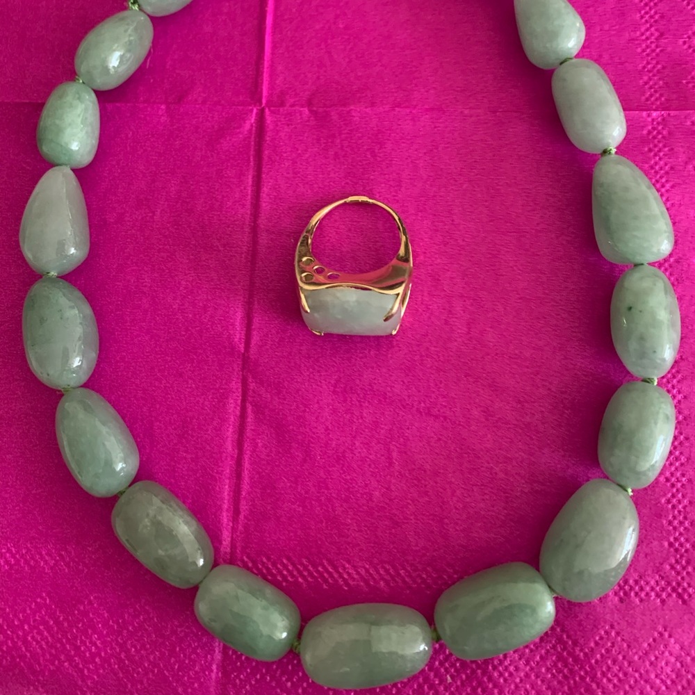 Set of Gold 14 karat Ring and Beads